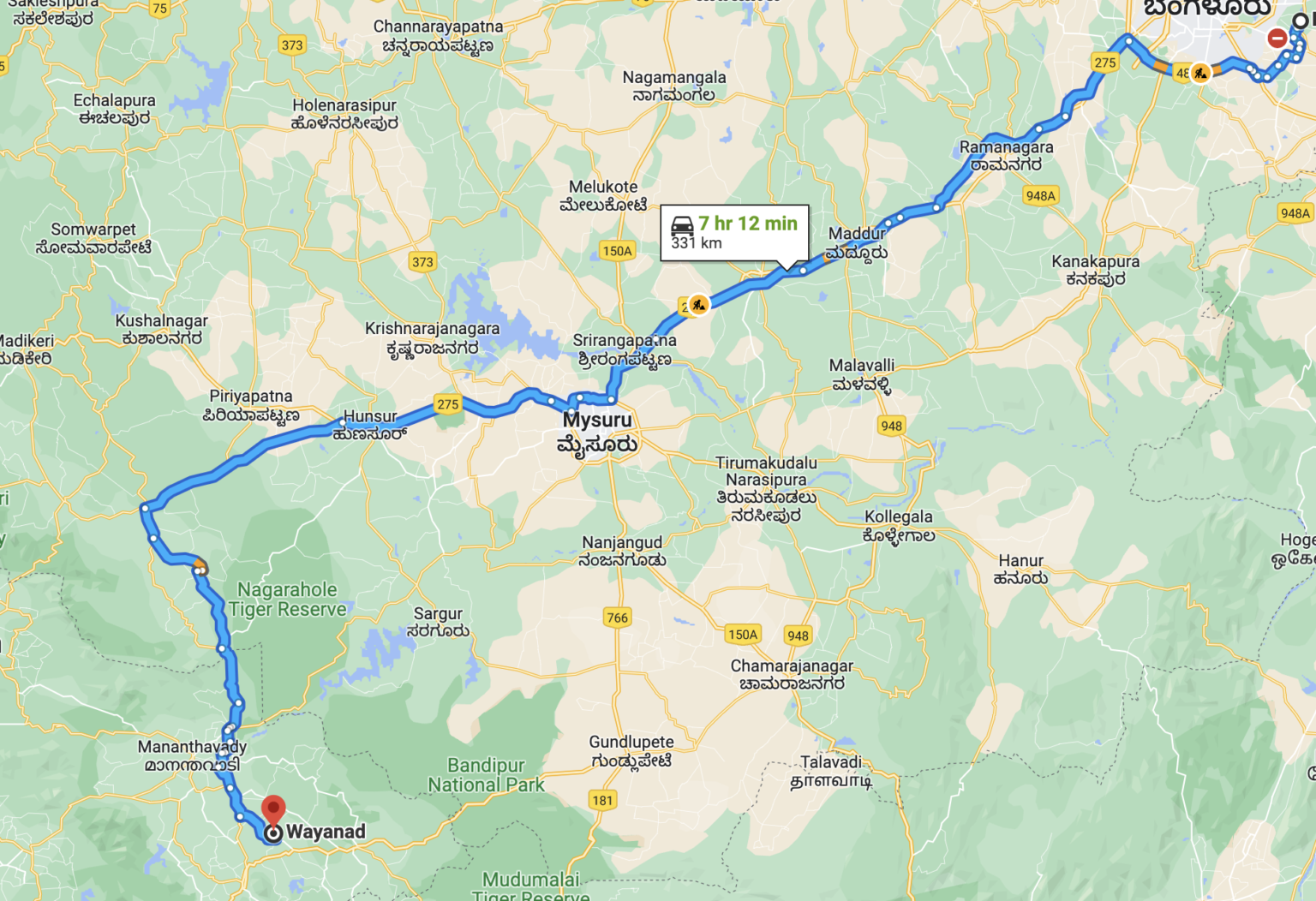 bangalore to wayanad road trip cost